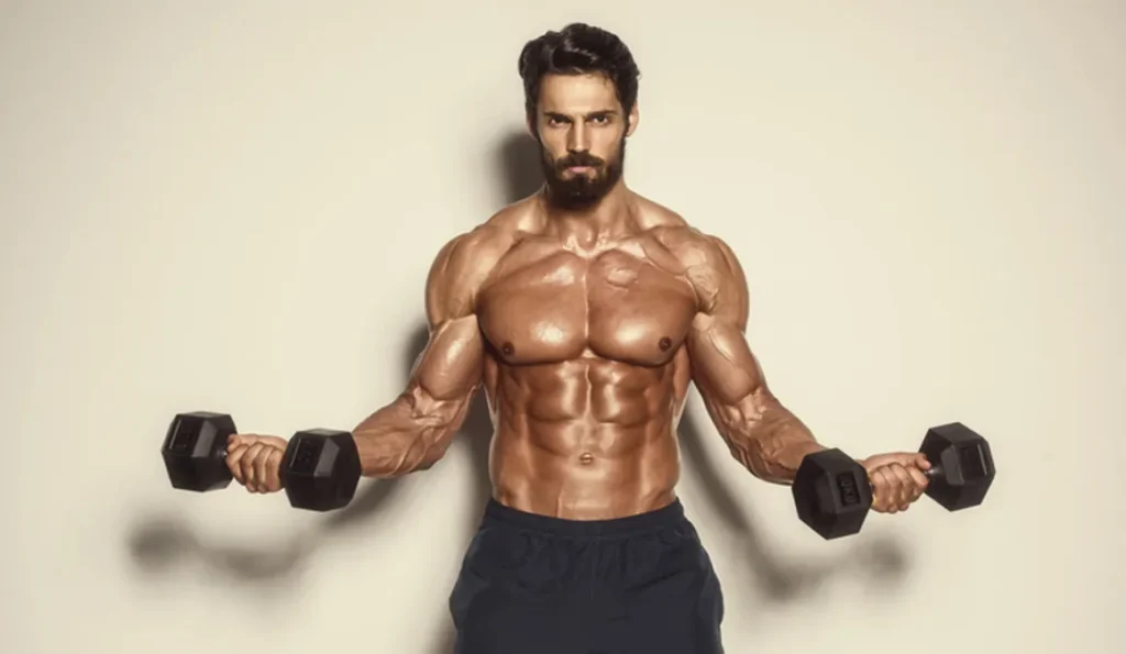 Culturista haciendo pesas