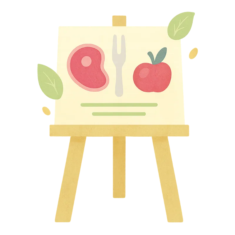 Caballete con distintos elementos de nutrición