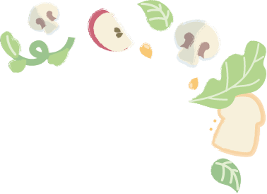 Ilustración con varios alimentos saludables sujetos por un metro